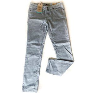 Sustainable PrAna Grey/Blue Mid Rise bootcut Jeans. Size 4/27 30" Inseam NWT